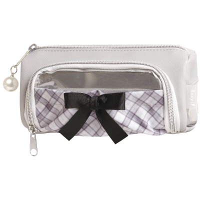 Boxy Pocket Pencil Case - Grey Check (Boxy Pocketペンケース - グレーチェック)