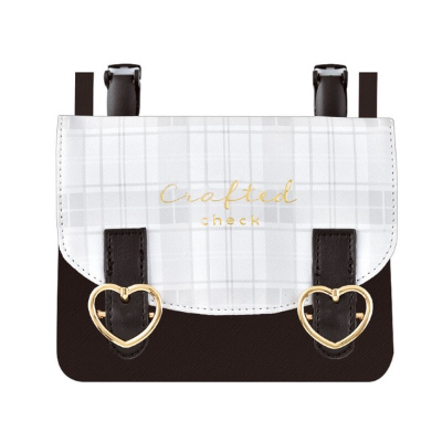 Wide pochette pocket with shoulder strap - grey check (ショルダー付きワイドポシェットポケット - グレーチェック)