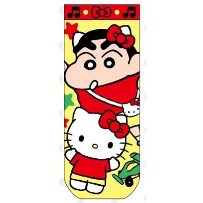 Crayon Shin-chan x Hello Kitty Jacquard Socks, Ribbon Yellow (ジャガードソックス クレヨンしんちゃん×ハローキティ リボンイエロー)