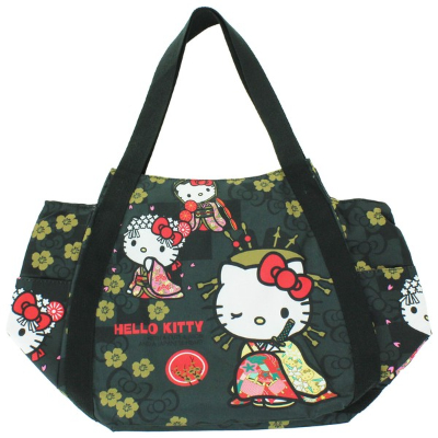 Japanese Pattern Print Balloon Bag Hello Kitty Sanrio Characters - Japanese Pattern Print Balloon Bag Miyabi (和柄プリントバルーンバッグ ハローキティ サンリオキャラクターズ - 和柄プリントバルーンバッグ 雅)