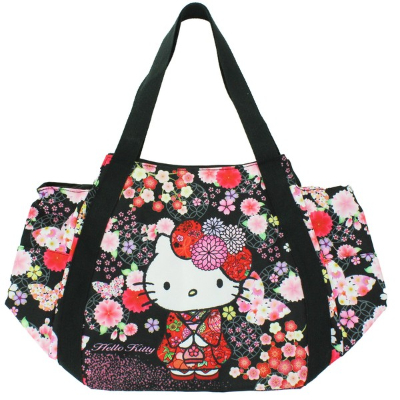 Japanese Print Balloon Bag Hello Kitty Sanrio Characters - Japanese Print Balloon Bag Cherry Blossom Butterfly (和柄プリントバルーンバッグ ハローキティ サンリオキャラクターズ - 和柄プリントバルーンバッグ 桜蝶)