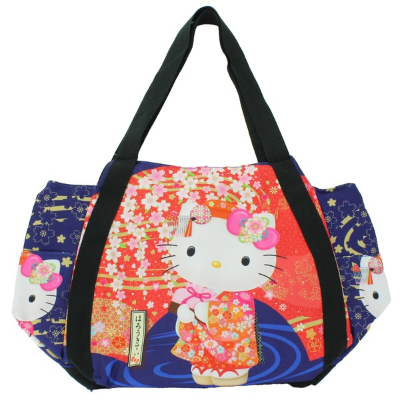 Japanese Print Balloon Bag Hello Kitty Sanrio Characters - Japanese Print Balloon Bag Weeping Cherry Blossom (和柄プリントバルーンバッグ ハローキティ サンリオキャラクターズ - 和柄プリントバルーンバッグ 枝垂桜)