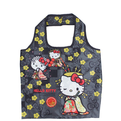 Japanese Pattern Series Eco Bag Hello Kitty Kimono Sanrio Characters - Japanese Pattern Eco Bag Miyabi (和柄シリーズ エコバッグ ハローキティ着物 サンリオキャラクターズ - 和柄エコバッグ 雅)