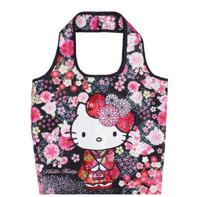 Japanese Pattern Series Eco Bag Hello Kitty Kimono Sanrio Characters - Japanese Pattern Eco Bag Cherry Blossom Butterfly (和柄シリーズ エコバッグ ハローキティ着物 サンリオキャラクターズ - 和柄エコバッグ 桜蝶)