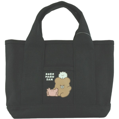 Canvas Divided Mini Tote Bag Koromaru-san - Canvas Divided Mini Tote Bag BK (帆布仕切りミニトートバッグ ころまるさん - 帆布仕切りミニトートバック BK)