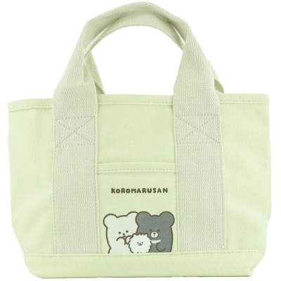 Canvas Divided Mini Tote Bag Koromaru-san - Canvas Divided Mini Tote Bag WH (帆布仕切りミニトートバッグ ころまるさん - 帆布仕切りミニトートバック WH)