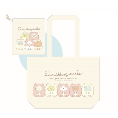 Drawstring Tote Bag Sumikkogurashi - B Kuma Cafe (巾着イントート すみっコぐらし - B くまカフェ)