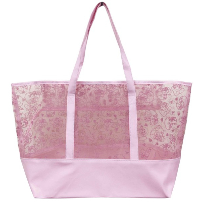 Tulle Flocked Wide Tote Bag My Melody Sanrio Characters - My Melody (チュールフロッキーワイドトート マイメロディ サンリオキャラクターズ - マイメロディ)