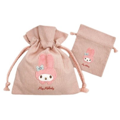 Fluffy Patch Series Drawstring Bag Sanrio Characters - My Melody Drawstring Bag (ふわふわワッペンシリーズ 巾着 サンリオキャラクターズ - 巾着 マイメロディ)