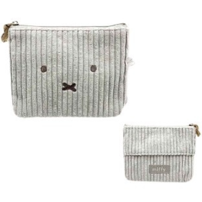 Face Corduroy Series Tissue Pouch Miffy - Tissue Pouch GY (おかおコーデュロイシリーズ ティッシュポーチ ミッフィー/MIFFY - ティッシュポーチ GY)