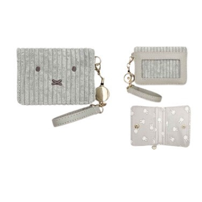 Face Corduroy Series Bifold Pass Case Miffy - Bifold Pass Case GY (おかおコーデュロイシリーズ 2つ折りパスケース ミッフィー/MIFFY - 2つ折りパスケース GY)