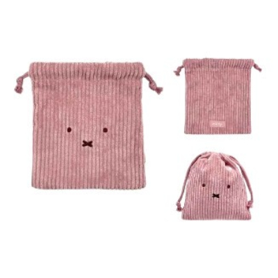 Face Corduroy Series Drawstring Bag Miffy - Drawstring Bag PK (おかおコーデュロイシリーズ 巾着 ミッフィー/MIFFY - 巾着 PK)