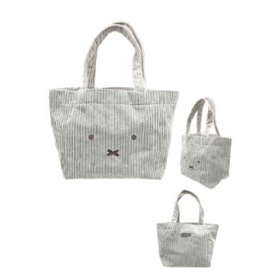 Face Corduroy Series Tote Bag Miffy - Tote Bag GY (おかおコーデュロイシリーズ トートバッグ ミッフィー/MIFFY - トートバッグ GY)