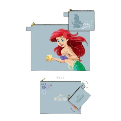 Disney Princess Dusky Series Double Pouch - Ariel (ディズニープリンセス くすみシリーズ 2連ポーチ - アリエル)