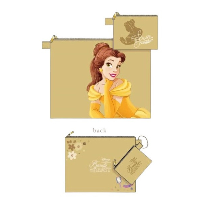 Disney Princess Dusky Series Double Pouch - Belle (ディズニープリンセス くすみシリーズ 2連ポーチ - ベル)