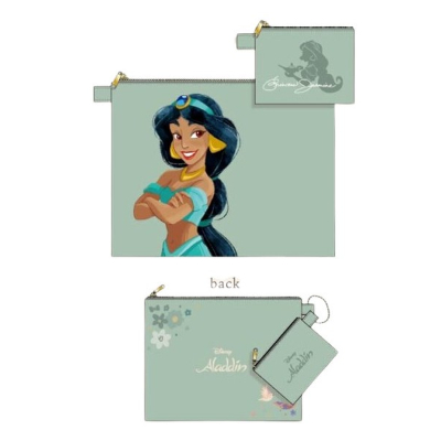 Disney Princess Dusky Series Double Pouch - Jasmine (ディズニープリンセス くすみシリーズ 2連ポーチ - ジャスミン)