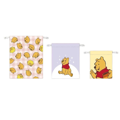 Winnie the Pooh 3-Piece Drawstring Bag Disney - 3-Piece Drawstring Bag Pastel (くまのプーさん 3P巾着 Disney/ディズニー - 3P巾着 パステル)