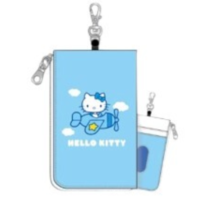 Light Blue Hello Kitty Series 1 Key & Pass Pouch - Key & Pass Pouch Airplane (みずいろハローキティシリーズ第1弾 キー&パスポーチ - キー&パスポーチ 飛行機)