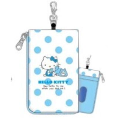 Light Blue Hello Kitty Series 1 Key & Pass Pouch - Key & Pass Pouch Denwa Dot (みずいろハローキティシリーズ第1弾 キー&パスポーチ - キー&パスポーチ 電話ドット)