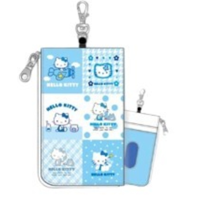 Light Blue Hello Kitty Series 1 Key & Pass Pouch - Key & Pass Pouch All-Over Pattern (みずいろハローキティシリーズ第1弾 キー&パスポーチ - キー&パスポーチ 総柄)