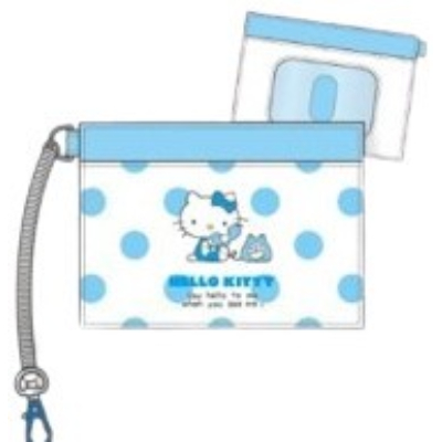 Light Blue Hello Kitty Series 1 Pass Case - Pass Case Denwa Dot (みずいろハローキティシリーズ第1弾 パスケース - パスケース 電話ドット)