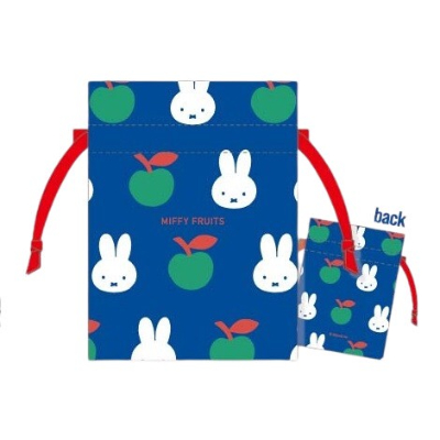 MIFFY FRUITS Bean Drawstring Bag Miffy - Bean Drawstring Bag Apple BL (MIFFY FRUITS 豆巾着 ミッフィー - 豆巾着 りんごBL)