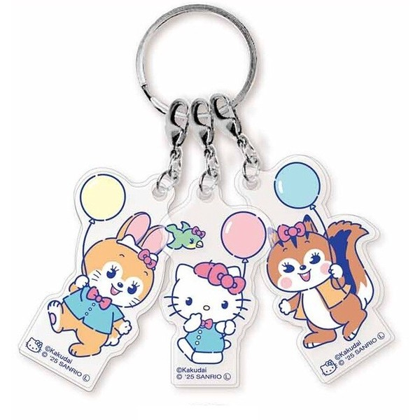 Cuppy Ramune x Sanrio Characters Triple Acrylic Keychain - Triple Acrylic Keychain Cuppy Ramune x Hello Kitty (クッピーラムネ×サンリオキャラクターズ 3連アクリルキーホルダー - 3連アクリルキーホルダー クッピーラムネ×ハローキティ)
