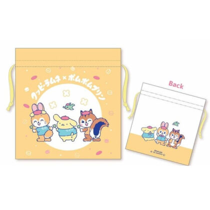 Cuppy Ramune x Sanrio Characters Drawstring Bag Medium - Cuppy Ramune x Pompompurin Drawstring Bag Medium (クッピーラムネ×サンリオキャラクターズ 巾着Mサイズ - 巾着Mサイズ クッピーラムネ×ポムポムプリン)