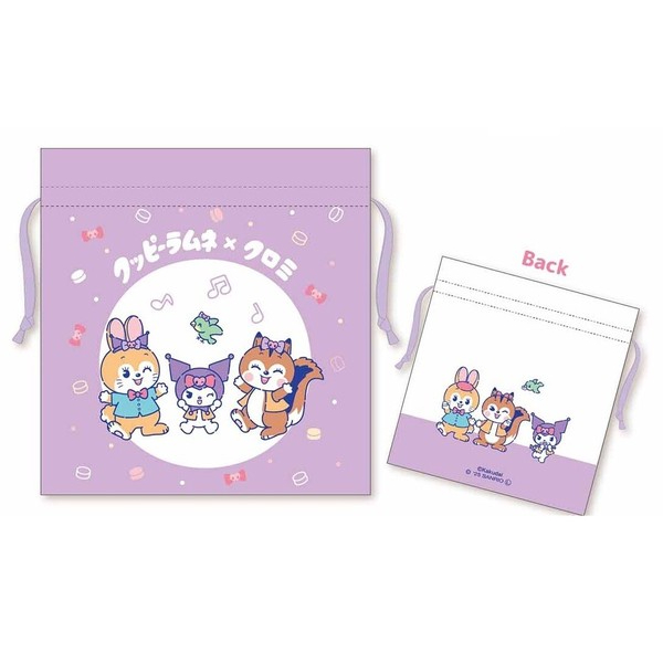 Cuppy Ramune x Sanrio Characters Drawstring Bag Medium - Cuppy Ramune x Kuromi Drawstring Bag Medium (クッピーラムネ×サンリオキャラクターズ 巾着Mサイズ - 巾着Mサイズ クッピーラムネ×クロミ)