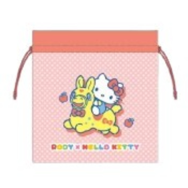 Drawstring bag, size M, RODY & Sanrio Characters - ▲RODY & Hello Kitty Drawstring bag, size M (巾着Mサイズ RODY&サンリオキャラクターズ - ▲RODY&ハローキティ 巾着Mサイズ)
