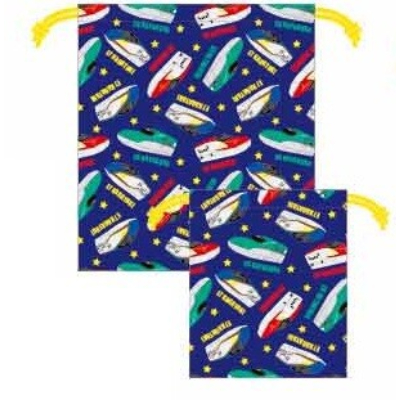 Drawstring pouch set of 2 (large and small) SUPER EXPRESS Shinkansen (巾着 大小2Pセット SUPER EXPRESS 新幹線)