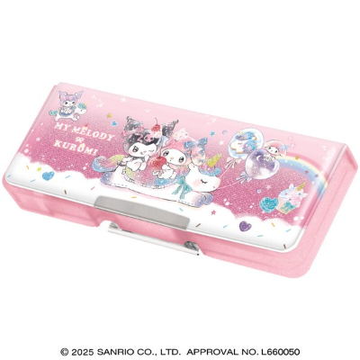 Compact Double-Sided Pencil Case Kuromi & My Melody Sanrio Characters - Unicorn (コンパクト両面開きペンケース クロミ＆マイメロディ サンリオキャラクターズ - ユニコーン)