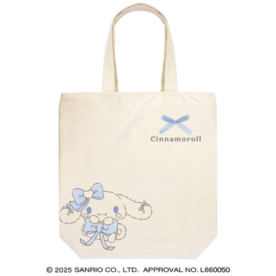 Vertical Tote Bag Runrun Ribbon Sanrio Characters - Cinnamoroll (縦型トートバッグ るんるんリボン サンリオキャラクターズ - シナモロール)