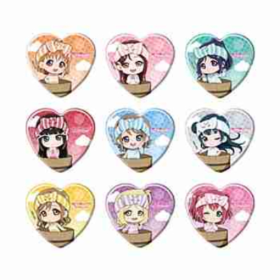 (s)ハート型缶バッジ｢ラブライブ!サンシャイン!!｣03/銭湯ver. トレーディング(全9種)(ミニキャライラスト) 送料別880円