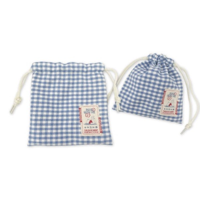 Gingham Check Series Flat Drawstring Bag Winnie the Pooh Disney - Flat Drawstring Bag BL (ギンガムチェックシリーズ フラット巾着 くまのプーさん Disney/ディズニー - フラット巾着 BL)