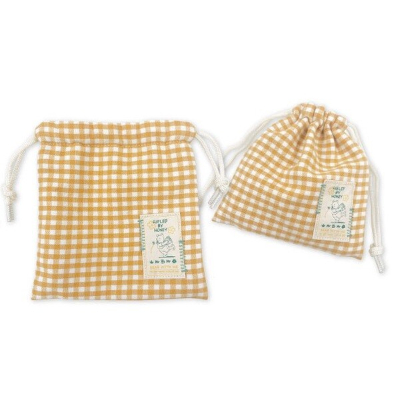 Gingham Check Series Flat Drawstring Bag Winnie the Pooh Disney - Flat Drawstring Bag YE (ギンガムチェックシリーズ フラット巾着 くまのプーさん Disney/ディズニー - フラット巾着 YE)