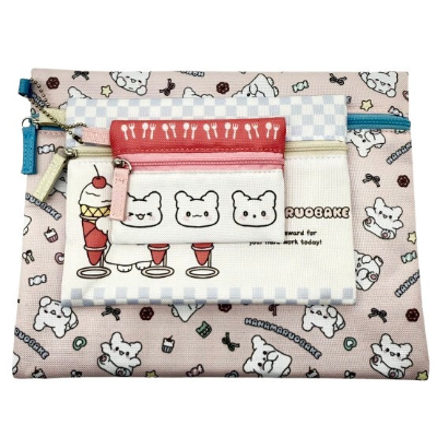 Triple Pouch Hanamaru Ghost Pastel POP Series - Triple Pouch Hanamaru Ghost (3連ポーチ はなまるおばけ パステルPOPシリーズ - 3連ポーチ はなまるおばけ)