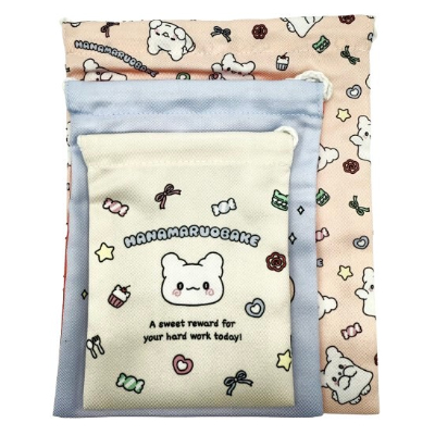 3-Piece Drawstring Bag Hanamaru Ghost Pastel POP Series - 3-Piece Drawstring Bag Hanamaru Ghost (3P巾着 はなまるおばけ パステルPOPシリーズ - 3P巾着 はなまるおばけ)