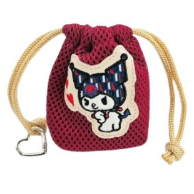 ELLE x My Melody & Kuromi Mini Drawstring Bag with Carabiner - ▲Mini Drawstring Bag with Carabiner Kuromi (ELLE×マイメロディ＆クロミ カラビナ付きミニ巾着 - ▲カラビナ付きミニ巾着 クロミ)