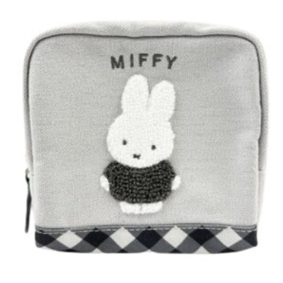 Diagonal Check Series Miffy Box Pouch - Box Pouch GY (ダイアゴナルチェックシリーズ ミッフィー ボックスポーチ - ボックスポーチ GY)