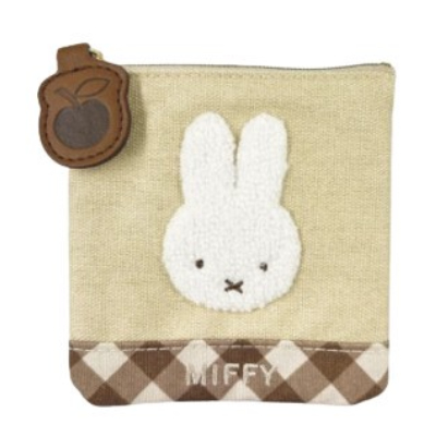 (ダイアゴナルチェックシリーズ ミッフィー ミニフラットポーチ - ミニフラットポーチ BE)