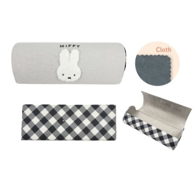 Diagonal Check Series Miffy Glasses Case - Glasses Case GY (ダイアゴナルチェックシリーズ ミッフィー メガネケース - メガネケース GY)