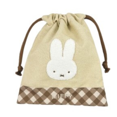 Diagonal Check Series Miffy Drawstring Bag - ▲Drawstring Bag BE (ダイアゴナルチェックシリーズ ミッフィー 巾着 - ▲巾着 BE)