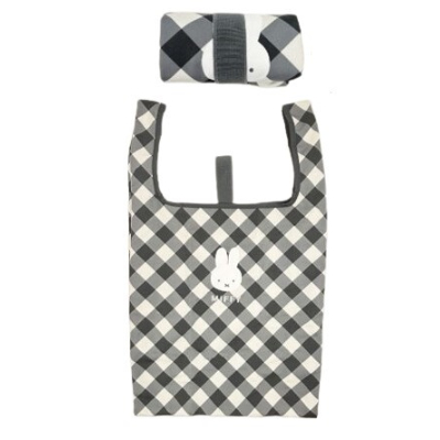 Diagonal Check Series Miffy Eco Bag M - ▲Eco Bag M GY (ダイアゴナルチェックシリーズ ミッフィー エコバッグM - ▲エコバッグM GY)