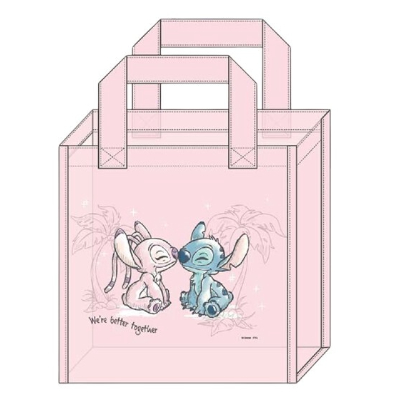 PVC Clear Tote Bag S Watercolor Stitch Series Disney - ▲PVC Clear Tote Bag S Stitch & Angel (PVCクリアトートS 水彩スティッチシリーズ Disney/ディズニー - ▲PVCクリアトートS スティッチ＆エンジェル)