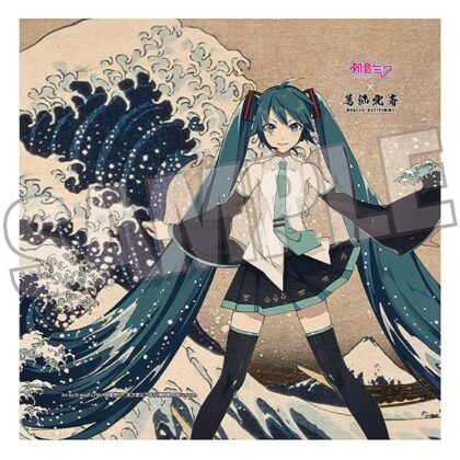 (s)初音ミク×葛飾北斎 iXima ハンドタオル 神奈川沖波裏 送料別880円